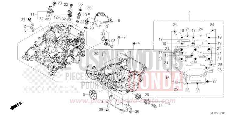 CRANKCASE for Hornet 750 GRAPHITE BLACK (NHB01) from 2023